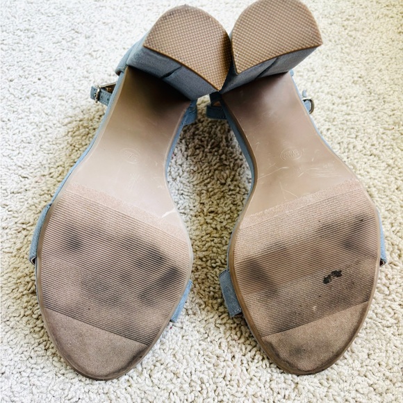merona light blue faux suede ankle strap block heels - Picture 10 of 13